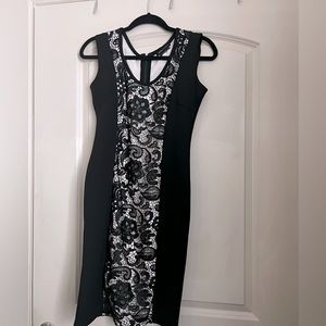 BCBG maxi Dress, Black Lace Pattern,Lace Trim Embellishment,